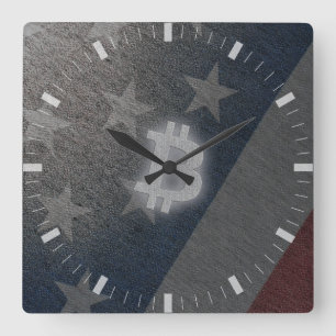 Bitcoin America Square Wall Clock