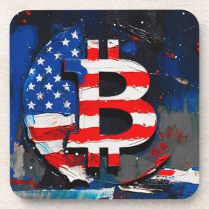 Bitcoin America (Style: Main) Oil Painting  Coaster