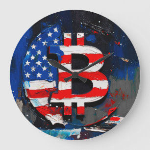 Bitcoin America (Style: Main) Oil Painting Large Clock