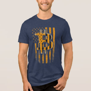 Bitcoin American Flag Patriot Crypto Gear Design Tri-Blend Shirt