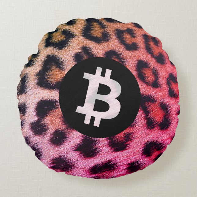 Bitcoin Animal (Leopard, Style 2) Round Cushion (Front)