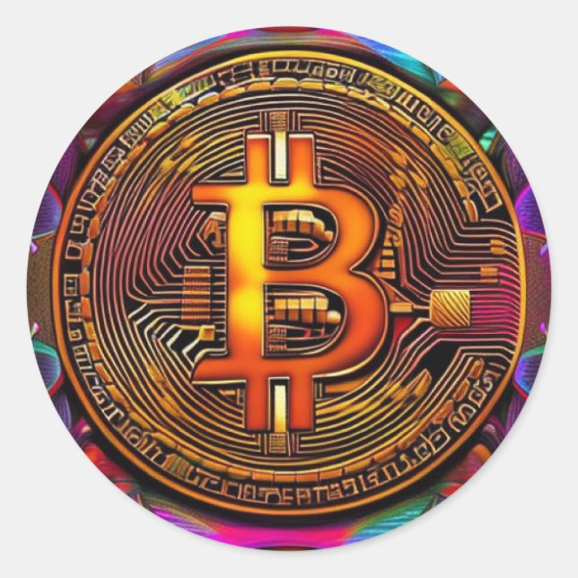 Bitcoin Art BTC Cryptocurrency Art Classic Round Sticker (Front)