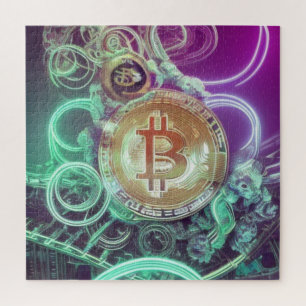 Bitcoin Art BTC Cryptocurrency Art Jigsaw Puzzle