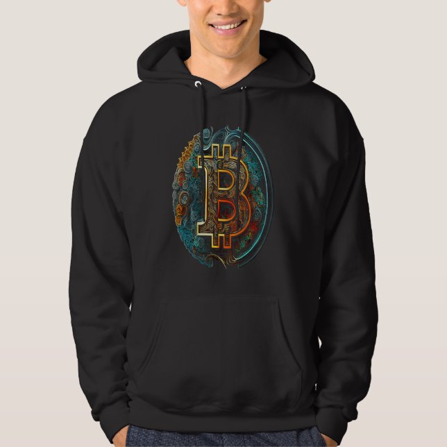 Bitcoin Art Graphic  Cute BTC Crypto Hodl Blockcha Hoodie (Front)