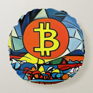 Bitcoin Art Round Cushion