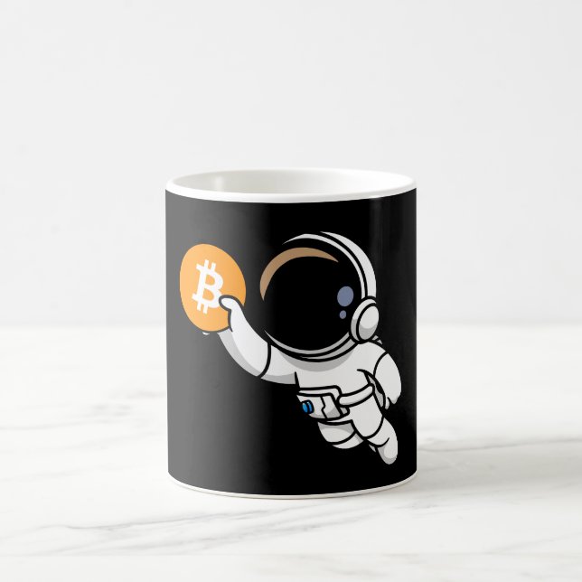 Bitcoin Astronaut Crypto Investor Cartoon Graphic  Coffee Mug (Center)