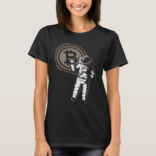Bitcoin Astronaut  Cryptocurrency   BTC Crypto T-Shirt (Front)