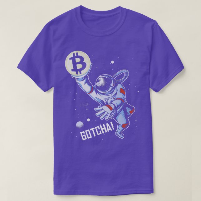 Bitcoin Astronaut In Crypto Universe Plays Basketb T-Shirt (Design Front)