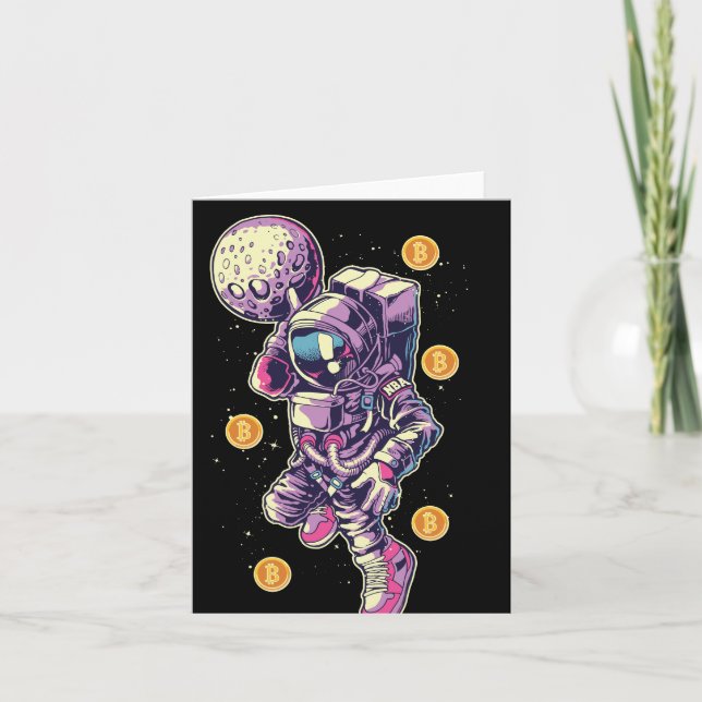 Bitcoin Astronaut to the moon - Bitcoin Crypto  Card (Front)