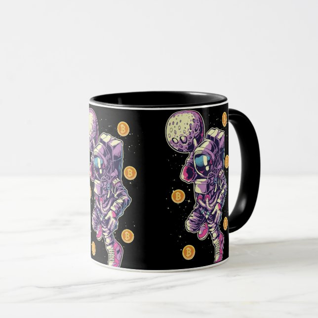 Bitcoin Astronaut to the moon - Bitcoin Crypto  Mug (Front Right)