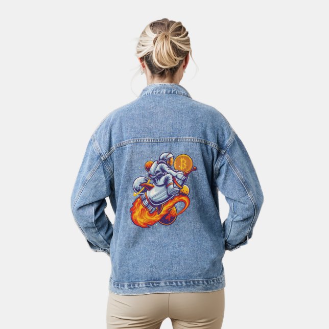 Bitcoin Astronaut to the moon - BTC Crypto Denim Jacket (Model)