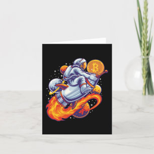 Bitcoin Astronaut to the moon - BTC Crypto Thank You Card
