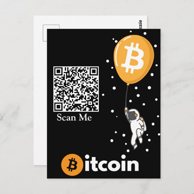 Bitcoin Astronaut to the moon - Btc Qr code Crypto Postcard (Front/Back)