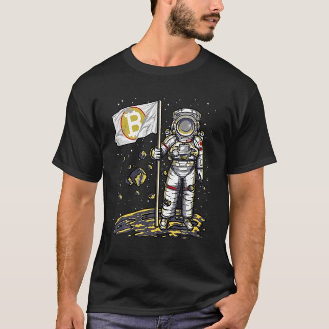 Bitcoin Astronaut - To The Moon Satoshi Nakamoto T-Shirt (Front)