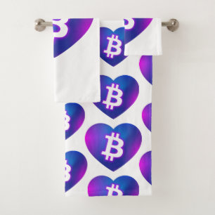 Bitcoin B in Heart Bath Towel Set