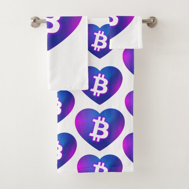 Bitcoin B in Heart Bath Towel Set (Insitu)