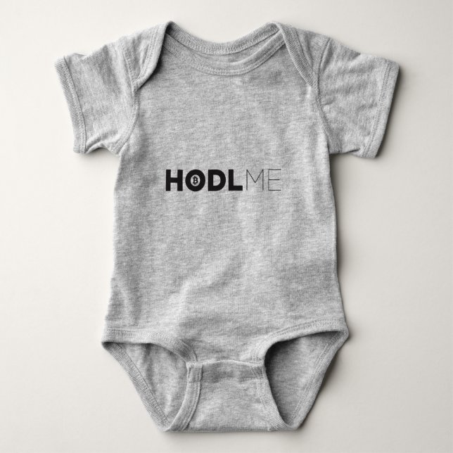 Bitcoin Baby HODL ME Baby Bodysuit (Front)