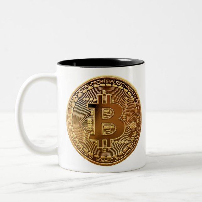 bitcoin billionaire Two-Tone coffee mug (Left)