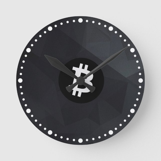 Bitcoin Black Crystal Round Clock (Front)