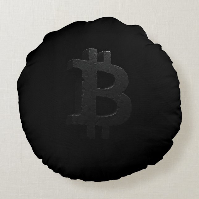Bitcoin Black Rock ₿ Round Cushion (Back)