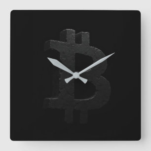 Bitcoin Black Rock ₿ Square Wall Clock