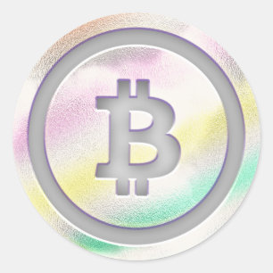 Bitcoin Blockchain Logo Silver Money Trader Wallet Classic Round Sticker