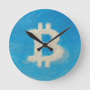 Bitcoin Blue Sky (Oil, Style: 1) Round Clock