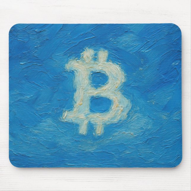 Bitcoin Blue Sky (Oil, Style: 2) Mouse Pad (Front)