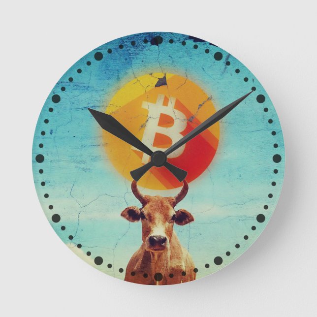 Bitcoin Bold Bull Round Clock (Front)