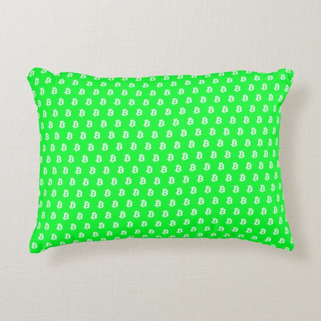 Bitcoin Bright Green Decorative Cushion (Front)