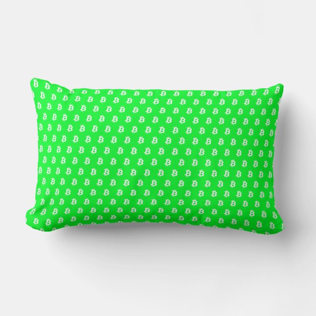 Bitcoin Bright Green Lumbar Cushion (Front)