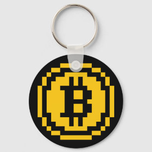 Bitcoin BTC 8-Bit Logo Basic Keychain