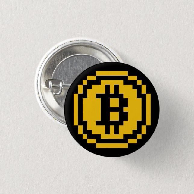 Bitcoin BTC 8-Bit Logo | Button (Front & Back)