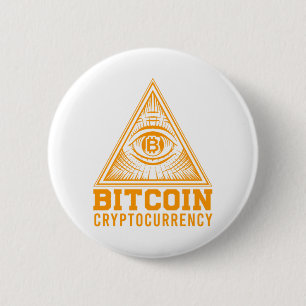 Bitcoin BTC All Seeing Eye Crypto Illuminati Gift 6 Cm Round Badge