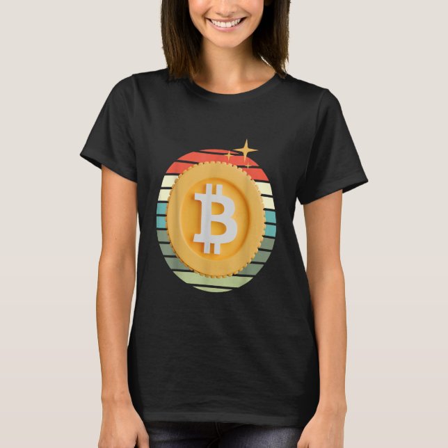 Bitcoin BTC Crypto Cryptocurrency Retro Sunset Inv T-Shirt (Front)
