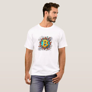 Bitcoin BTC Cryptocurrency logo Comic-book style T-Shirt