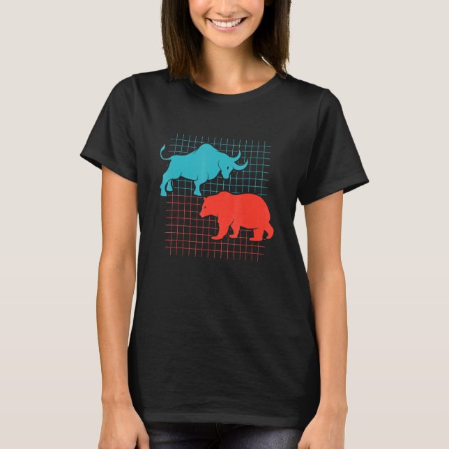 Bitcoin Bull Bear Cryptocurrency Digital Currency T-Shirt (Front)