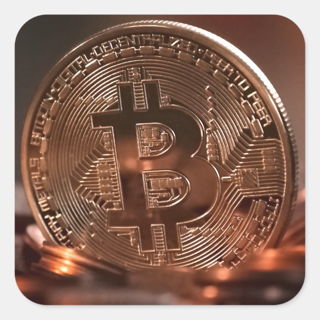 Bitcoin Coaster Square Sticker (Front)