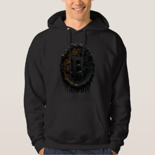 Bitcoin Coin Crypto Illustration Dark Black Hoodie