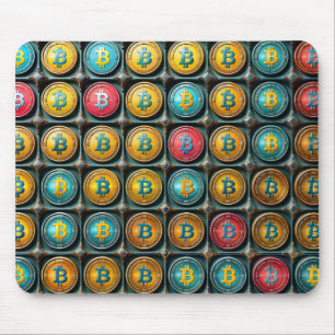 Bitcoin Colouring Currency set within compartment Mouse Pad