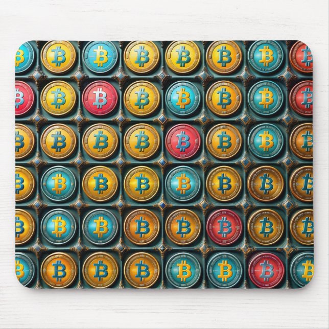 Bitcoin Colouring Currency set within compartment Mouse Pad (Front)