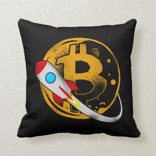 Bitcoin Crypto Bitcoin Rocket Moon Rocket Moon Cushion