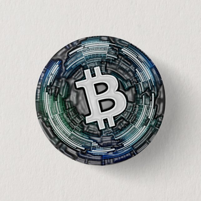 BITCOIN Crypto Coin Logo BTC Cryptocurrency Trader 3 Cm Round Badge (Front)