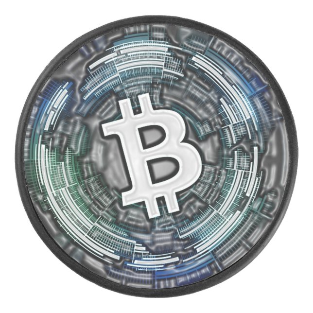 BITCOIN Crypto Coin Logo BTC Cryptocurrency Trader Hockey Puck (Front)