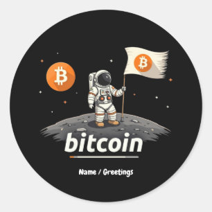 Bitcoin Crypto Moon Astronaut Design BTC  Classic Round Sticker