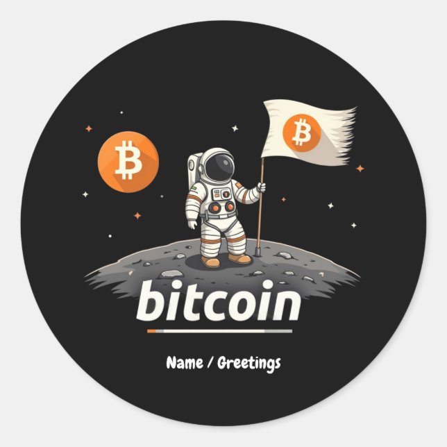 Bitcoin Crypto Moon Astronaut Design BTC  Classic Round Sticker (Front)
