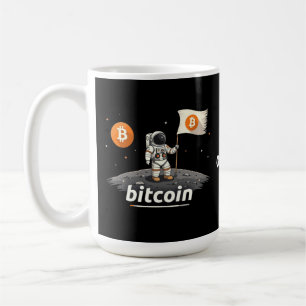 Bitcoin Crypto Moon Astronaut Design BTC Coffee Mug