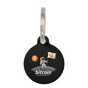 Bitcoin Crypto Moon Astronaut Design BTC Pet Tag