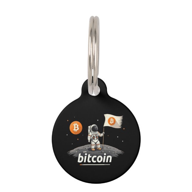 Bitcoin Crypto Moon Astronaut Design BTC  Pet Tag (Front)