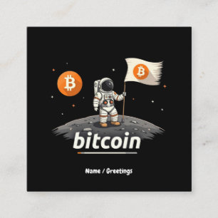 Bitcoin Crypto Moon Astronaut Design BTC  Square Business Card
